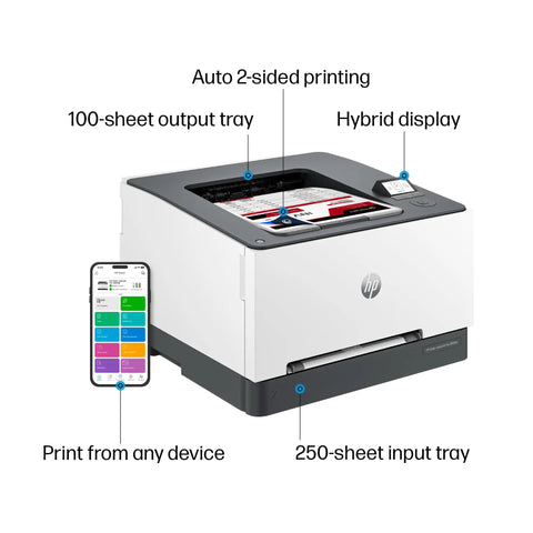 Color Laser Printer For Small Offices, Wireless Duplex Office Printer With Fast Color Printing Up To 26 Ppm, showing hybrid display