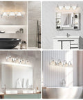 Chrome Vanity Lights For Bathroom Over Mirror, Modern Crystal Orb Vanity Light Fixtures, four light bar above mirror setups