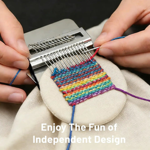 Hands using Patch Maker Knit Patch Kit For Beginners And DIY Crafters Beginner Friendly No Fuss Mini Knit Patches Mending Kit For Fabric Repair