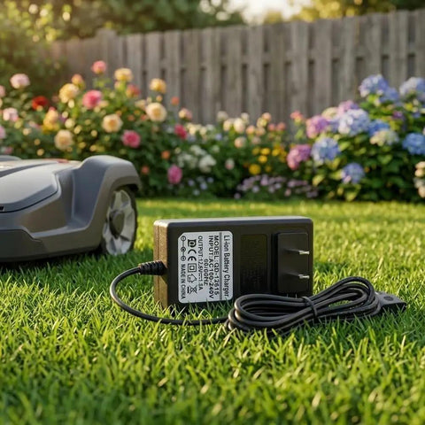 Heavy Duty Extension Cable For Robotic Lawn Mowers Outdoor Power Cord 500 Cm Length Compatible With Sileno R80Li charger on grass.