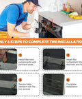 Oven Bake Element WB44T10011 Replacement For Kenmore GE Ovens installation steps guide with images and technician in blue shirt.