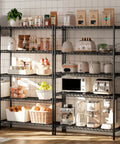 72 Inch Beefy Heavy Duty Metal Shelving Unit With 5 Tier Storage For Kitchen Pantry And Garage Maximum 1100 Lb Capacity Total 220 Lb Per Shelf Space Saving Wire Shelves Easy Assembly Durable Design in kitchen with appliances