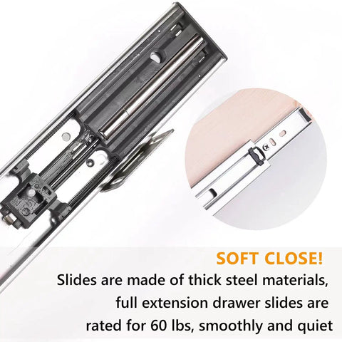 Smooth Glide Pull Out Cabinet Organizer And Slide Out Drawer With Heavy Duty Rollers showing full extension steel slides.