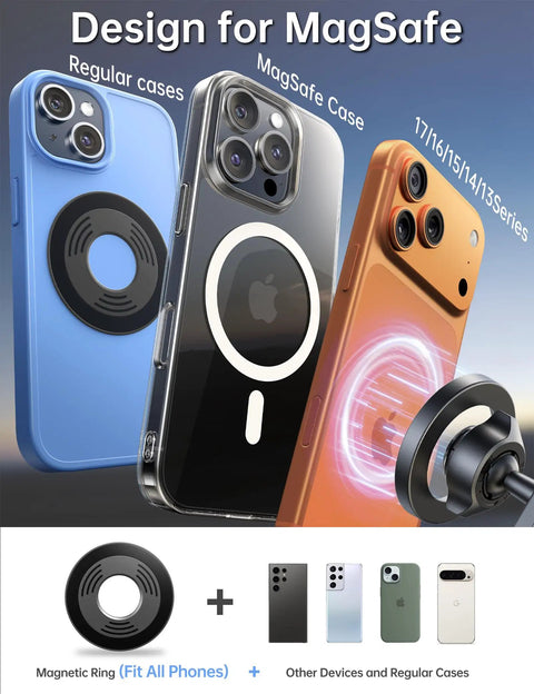 Must Have Magnetic Golf Cart Phone Holder For MagSafe Mount with 22 N55 Neodymium Magnets shown with iPhone cases