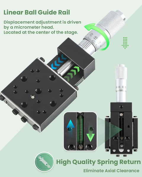 X Axis Micrometer Translation Stage with 13mm travel, ball guide rail, micrometer head adjustment, for optical experiments
