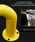 Beefy Heavy Duty Floor Mounted Bollard Safety Guard With Reflective Band shown with caliper measurement, welded steel detail.