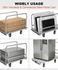 Built Tough Steel Platform Truck Dolly With Two Thousand Five Hundred Lb Load Rating transporting lumber and steel sheets on silent casters.