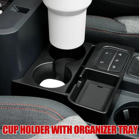 Ford Maverick Center Console Organizer Kit With Dual Cup Holders showing cup and organizer compartment