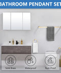 4 Piece Brushed Gold Stainless Steel Bathroom Hardware Set, Wall Mounted, Rust Proof SUS304, modern bathroom display