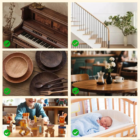 Premium Linseed Oil And Beeswax Wood Finish Sets Fast For A Killer Protective Seal on polished wooden piano and furniture.