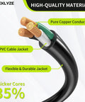 Heavy Duty 16 Gauge 6 Ft Indoor Extension Cord With 3 Prong NEMA 5-15P To 5-15R, 13A 125V 1625W, Pure Copper Conductors structure image