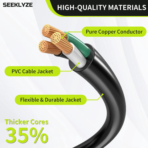 Heavy Duty 16 Gauge 6 Ft Indoor Extension Cord With 3 Prong NEMA 5-15P To 5-15R, 13A 125V 1625W, Pure Copper Conductors structure image