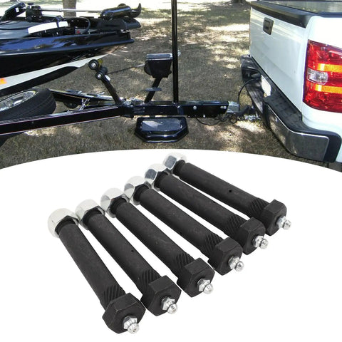 Greaseable Spring Shackle Bolts for Trailers Steel 9 16 Inch By 3 Inch M11x1 Threads Heavy Duty Trailer Suspension Hardware With Grease Zerk Wide Axle Fitment For 2000 3500 5200 6000 7000 Lb Axles, 6-pack installed on trailer hitch