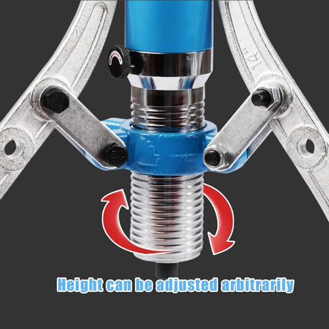 Heavy Duty Hydraulic Bearing Puller Kit With Adjustable Three Jaw And Four Hook Design Vertical Horizontal Operation 10 Ton To 50 Ton close-up of adjustable height mechanism