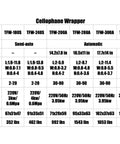 Automated Tape Packing Line With Manual Loading And Heat Shrink Wrapping Machine specifications table. Dimensions and power details.