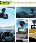 Compact Suction Cup Dash Cam Mount With Four 360 Degree Joints, 5th Gen S504 mounted on car windshield in various angles