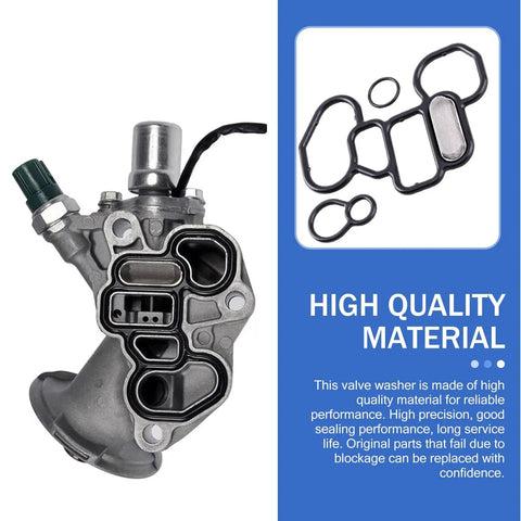 Honda Acura Oil Filter Housing Gasket Kit 3 Piece Set For Head Gasket And Filter Adapter Gaskets 15825-P8A-A01 36172-P8A-A01 91319-PR3-000 Compatible With Accord Odyssey Pilot MDX RDX RL Black showing valve washer material.