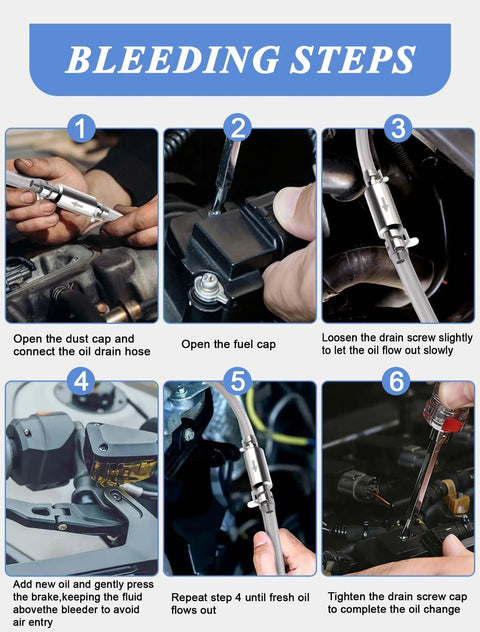 Step-by-step guide using Brake Bleeder Hose Kit With Two Hoses And One Way Check Valve For Cars And Motorcycles