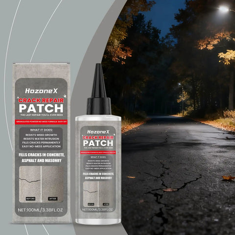Heavy Duty Asphalt Crack Filler Plus Flexible Concrete Sealer For Driveways No Brainer Garage Repair Hella Tough Pavement Patch Waterproof Masonry Sealant Solid Finish in a bottle next to a cracked asphalt road.