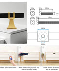 Two Pack Square Black And Gold T Bar Cabinet Handles Stainless Steel installation guide and dimensions