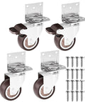 2 Inch L Shaped Caster Set Of 4 With Ball Bearing 360 Degree Swivel Wheels 450 Lbs Per Castor Heavy Duty PU Rollers For Furniture
