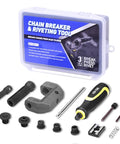 Pro Grade 14 Piece Heavy Duty Motorcycle Chain Breaker Tool Kit With Chain Cutter, Link Removal And Rivet Press displayed with case