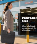 Woman holding Trunk Organizer For Your Car Storage Foldable And Waterproof With Reinforced Handles Multi Compartment Design Collapsible