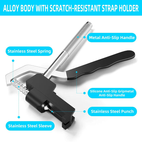 Handheld Watch Band Pliers Set For Stainless Steel Links Remover Tool With Adjustable Bracelet Length Includes Hammer And 3 Interchangeable Punches