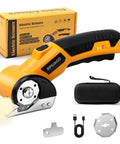 Heavy Duty Cordless Electric Scissors With 3000mAh Battery For Cutting Cardboard Boxes And Packing Tape Fast USB C Rechargeable Power Tool with tools and packaging.