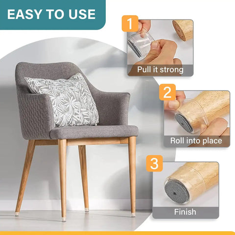 24 Pack Round Silicone Felt Chair Leg Protectors For Hardwood Floors Soft Pad Caps That Slip On And Stay Put