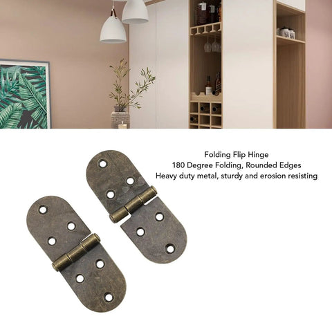180 Degree Folding Flush Hinge Set For Heavy Duty Furniture And Sewing Machines Bronze Finish with rounded edges