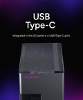 NR200P V3 Mini ITX Case front view with USB Type-C port on I/O panel.