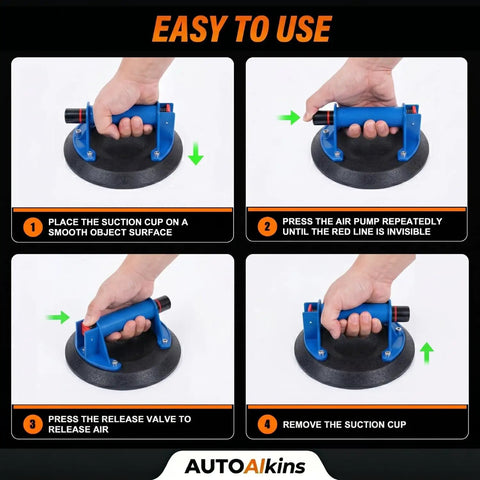 Step-by-step instructions for using Heavy Duty 8 Inch Vacuum Suction Cups For Glass And Tile, 2 Pack Industrial Lifting Tool.