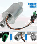 Diesel Fuel Lift Pump Replacement E8413 For Chevy GMC 6.5L Trucks, silver cylindrical pump with connectors and wires.