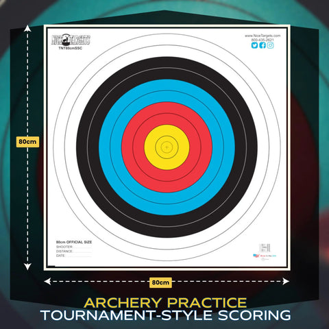 80cm Single Spot Archery Target For Indoor Outdoor Practice Durable Plastic All Weather Shooting Target For Bow And Arrow Training And Range Use Great For School Practice And Target Shooting At Home And In Clubs showing tournament-style scoring face.
