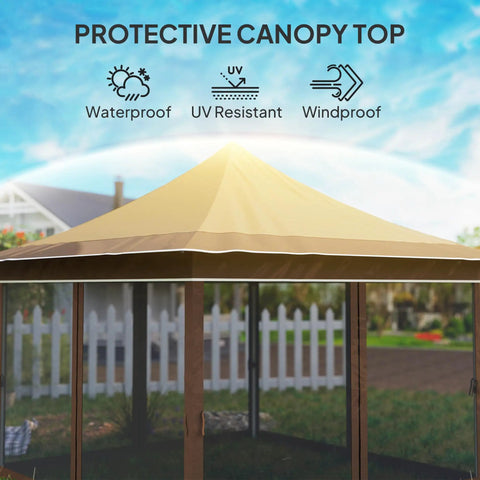 12 X 12 Ft Pop Up Canopy Tent With Mesh Netting UPF50 Instant Sun Shelter Height Adjustable Easy Setup Carry Bag Included Bugproof Garden Patio Event Shelter Beige