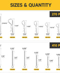 620 Piece Cotter Pin Kit With Zinc Plated Steel Pins, Hairpin Cotter Pins And R Clips, 12 Sizes And 2 Types, Size Chart.