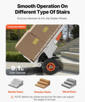 VEVOR Electric Stair Climbing Dolly 440 Lb Capacity Heavy Duty Hand Truck with wheels on concrete stairs demonstrating anti-slip feature.