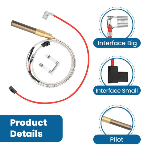 21 Inch Thermopile For Water Heater 100112328 Replacement Sensor Easy Install With 750 Millivolt Thermocouple Compatibility For Reliance Whirlpool AO Smith Kenmore American Water Heater Replace Models 6911197 9007872005 100094024 visible with interface details.