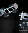 Heavy Duty Flat Tire Trolly Cart With 5 Smooth Rolling Wheels For Cars Vans Or Electric Trikes, steel construction, close-up view.