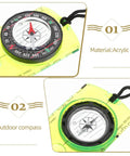 Orienteering Compass High Precision Acrylic Navigation Tool for Survival and Camping, close-up showing acrylic material