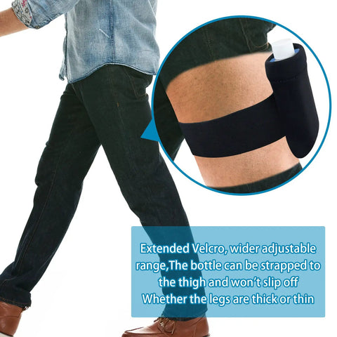 Discreet Urine Test Kit With Portable Collection Bottles Thermal Ice Bag showing adjustable strap on thigh.