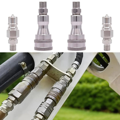 Two Pack M14 to M16 Heavy Duty Hydraulic Quick Connect Adapters for AGT Mini Excavator Hose with male and female connectors