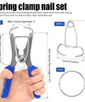 24 Piece Miter Spring Clamp Pliers Kit With Stainless Steel Clamps And Storage Ring, Durable Blue pliers in hand