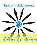 12 Piece Archery Arrow Tip Set 100 125 150 200 Grain Field Tips Five Sixteenths Inch Screw In arrows in a circle