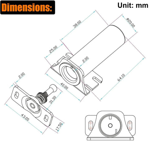 Technical drawing of 12V Electric Cabinet Lock With Fail-Safe Release, 110 Lb Holding Force, dimensions labeled in millimeters