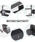 Close-up details of 4 Panel Dope Wide Angle Rear View Mirror for Golf Carts, showing adjustable brackets and mirror panels.