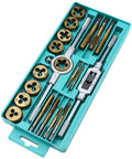 Ultimate 20pcs Metric Thread Tap And Die Set With Alloy Steel Handles For Fast Hand Threading On Metal Parts Perfect For Machining And DIY Fixing Jobs, teal tray