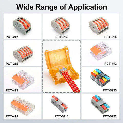 Various types of connectors and Two Pack Underground Ready Waterproof Gel Boxes With PCT 413 Insulated Gel Filled Box For Lever Wire Connectors