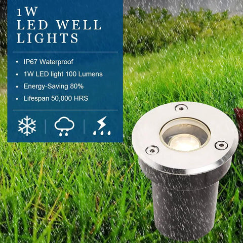 1W LED well light on grass showcasing 12 Pack 1W COB LED Low Voltage Landscape Ground Lights With Wire Connectors Outdoor In Ground Well Lights Waterproof